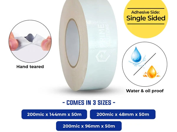 Waterproof Adhesive White Fabric Repair Cloth Duct Tape- 200µm